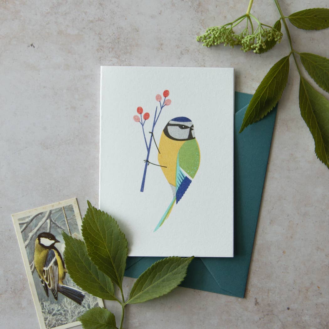 Blue Tit Mini Card by Bobbie Print
