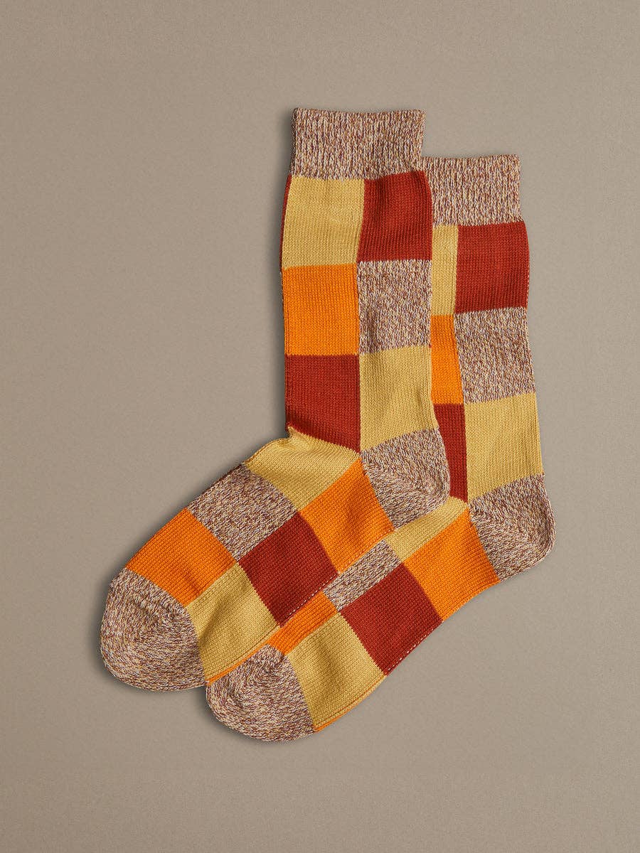 Organic Cotton Socks | Patchwork Orange (UK 8-11)