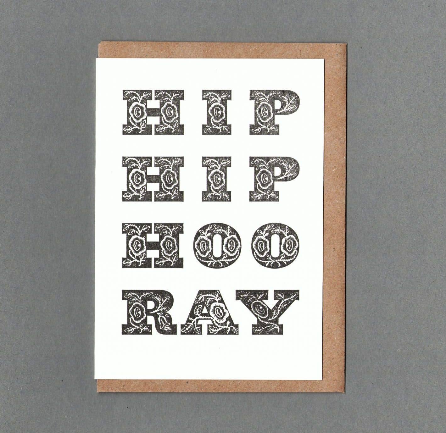 Hip Hip Black and White Letterpress Card by The Passenger Press