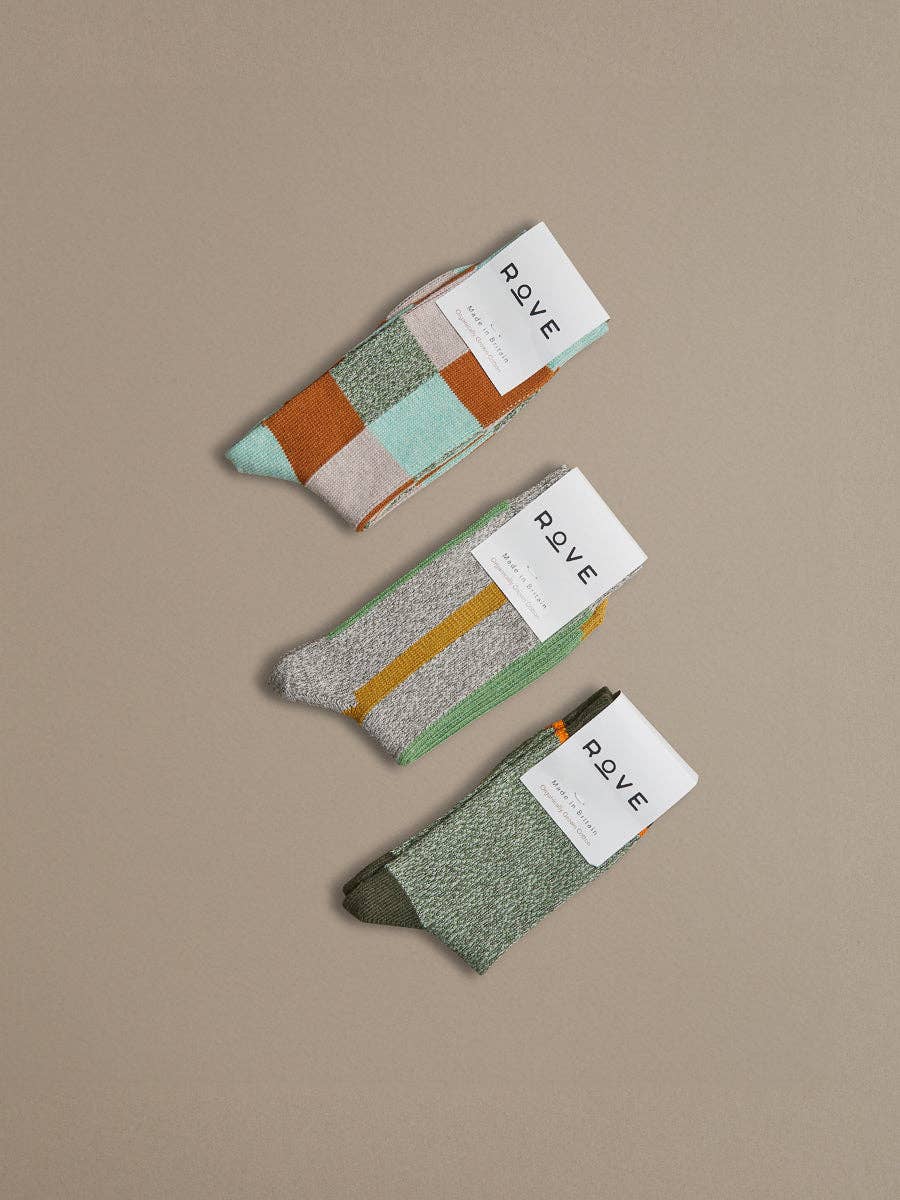 Cotton Socks by Rove (UK 4-7) | Plain Green Marl