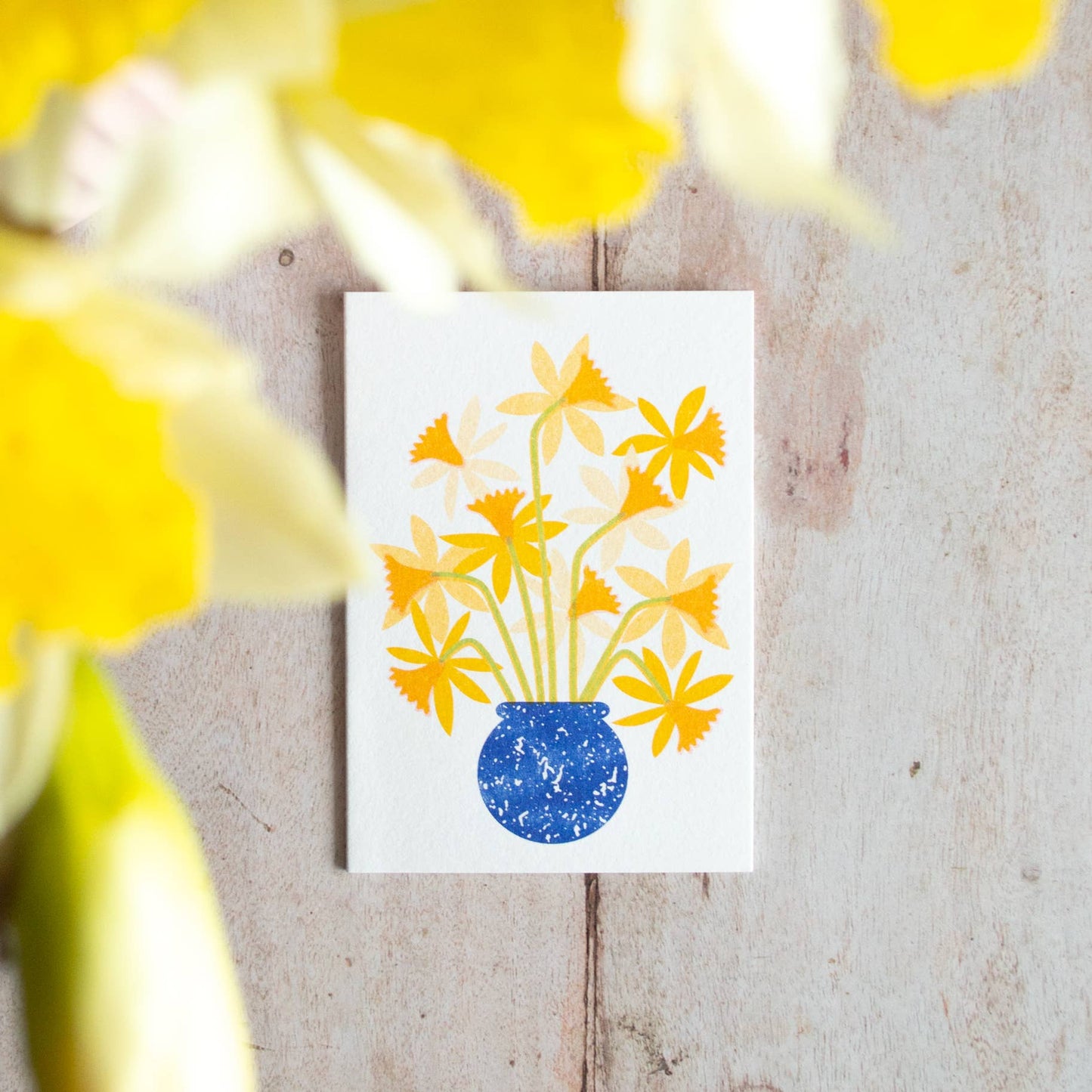 Daffodil Sweet Easter Card - Pretty Floral Mini Card