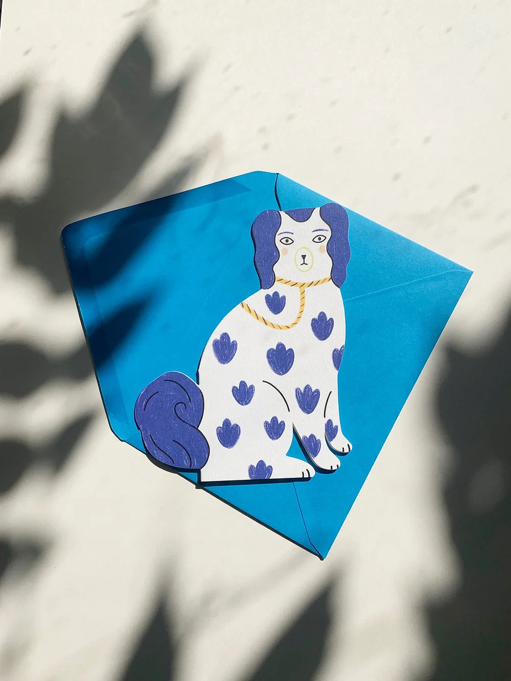 Kitty Kenda Pink Sitting Pottery Dog Card