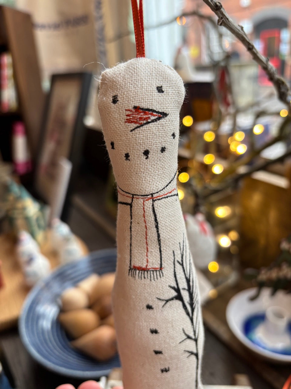 Jill Pargeter Linen Snowman Hanging Decoration