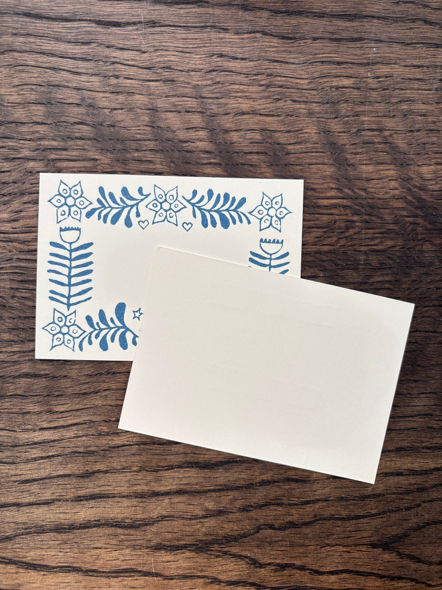Set of Ten Small Blank Cards with Patterned Border by Cambridge Imprint (Blue)