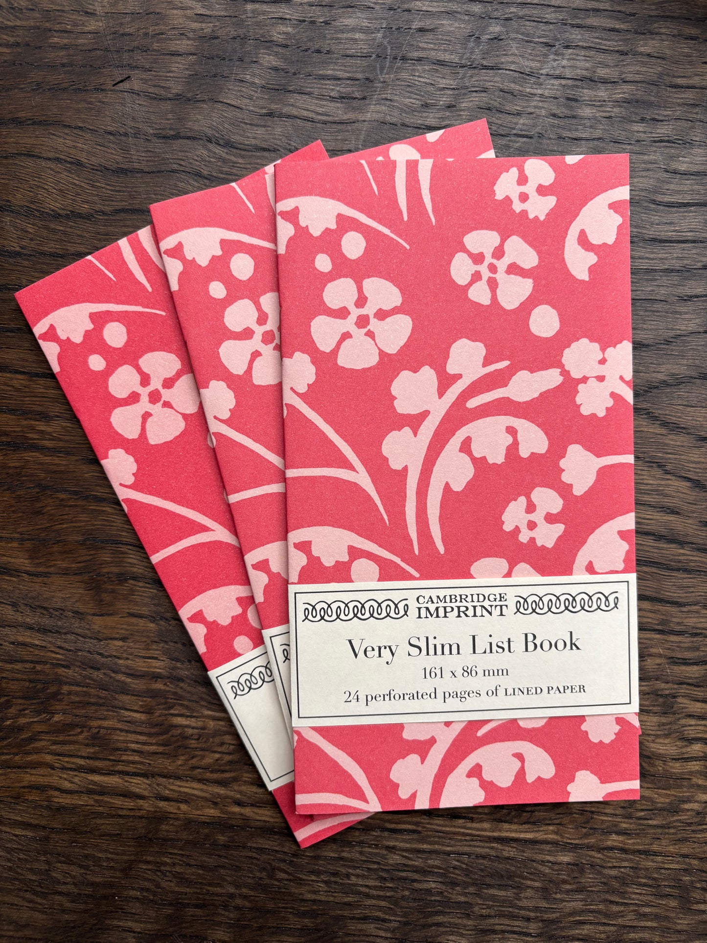 Very Slim List Book by Cambridge Imprint (Wild Flowers Pink)