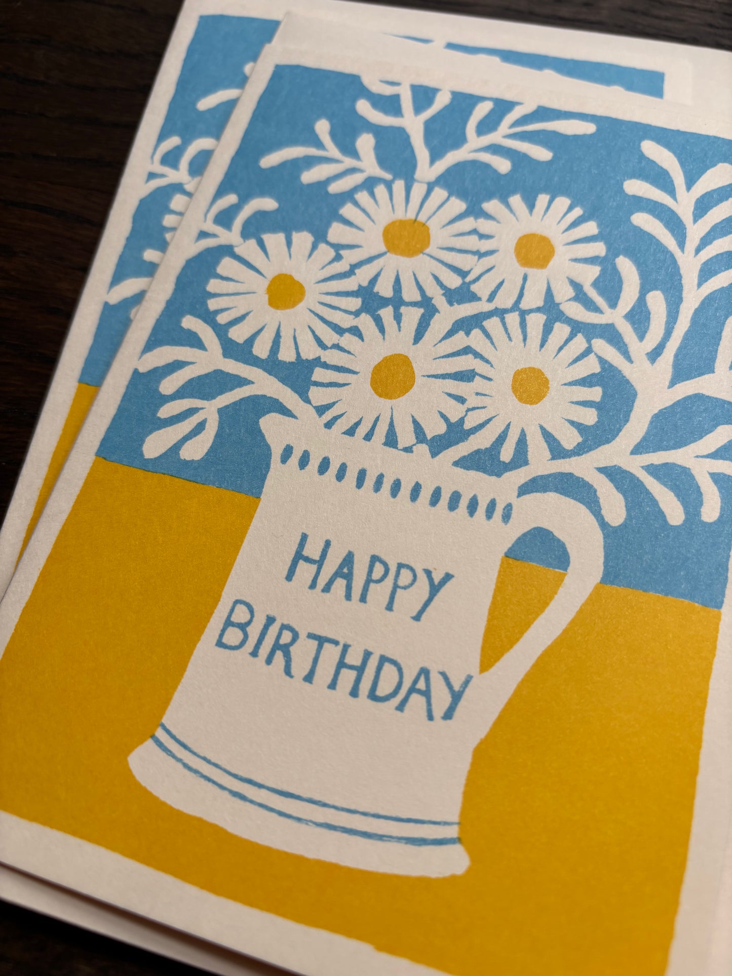 Happy Birthday Mug and Flowers by Cambridge Imprint (Blue and Yellow)