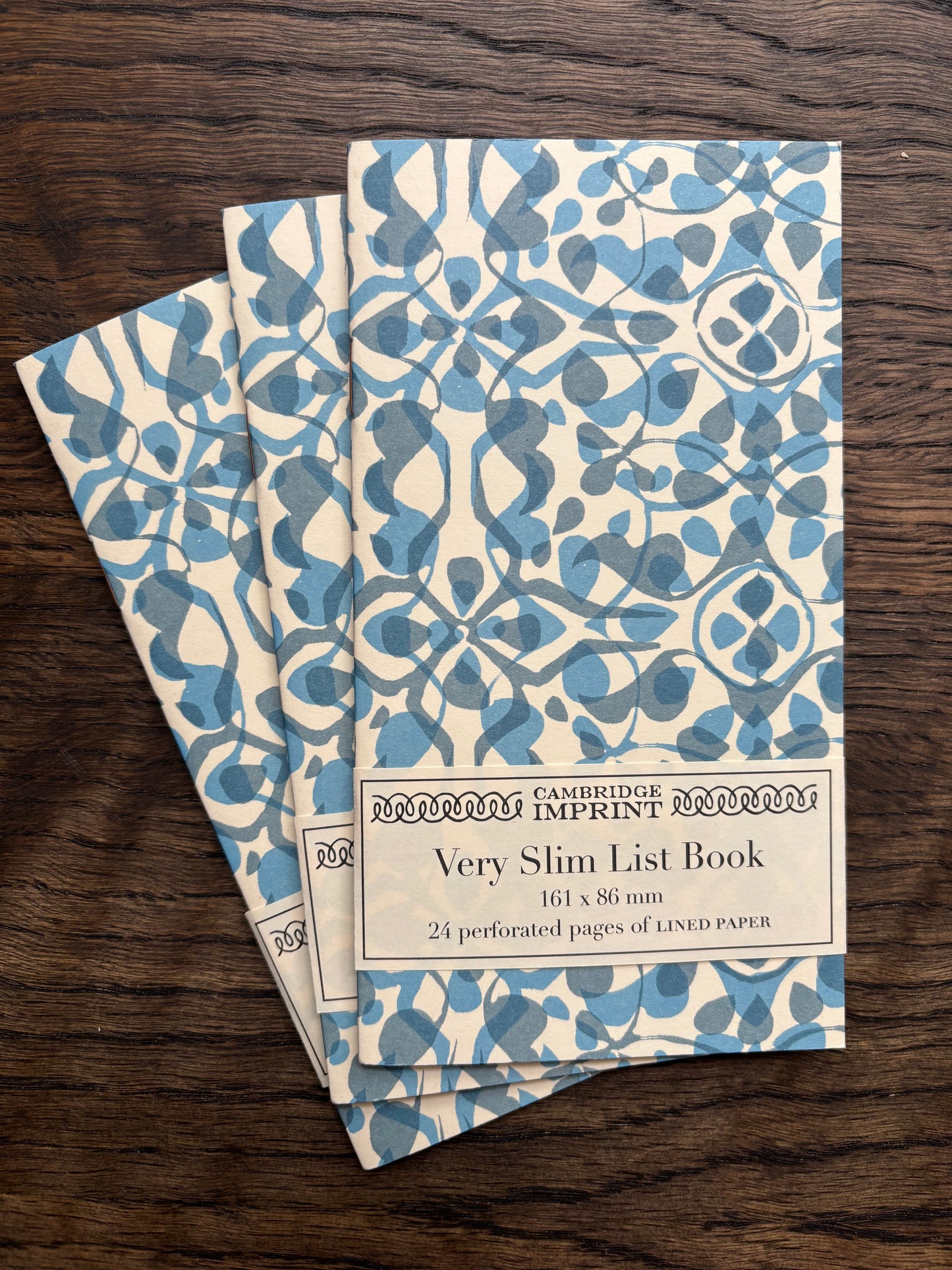Very Slim List Book by Cambridge Imprint (Dappled Blue)