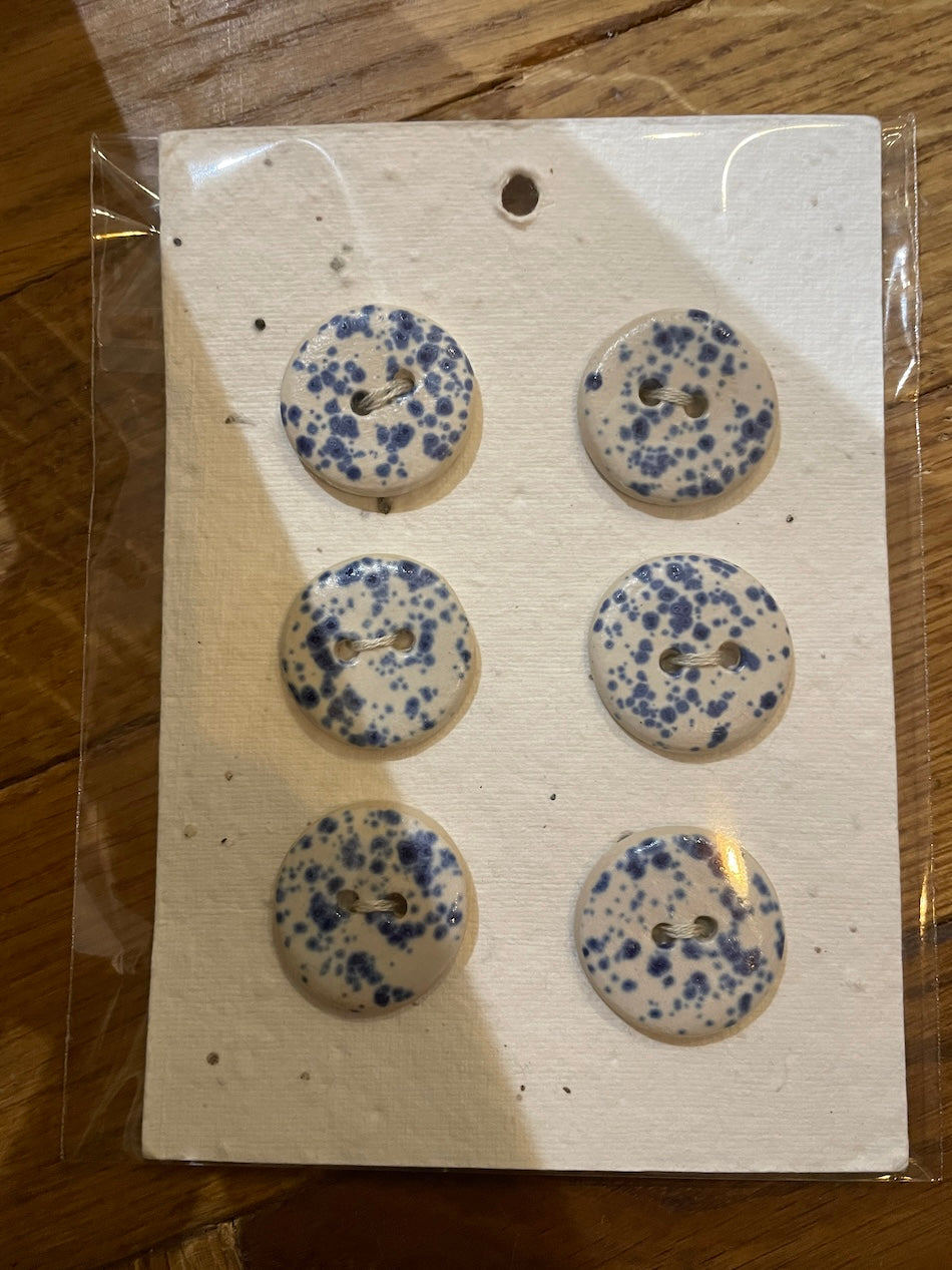 Ceramic Buttons, Mottled Blue, by Kate Webber