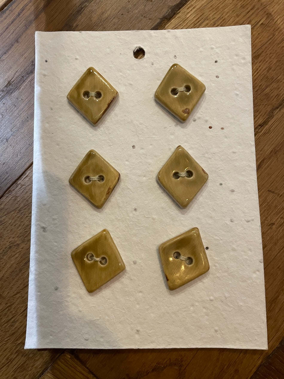 Ceramic Buttons, Ochre Diamond, by Kate Webber