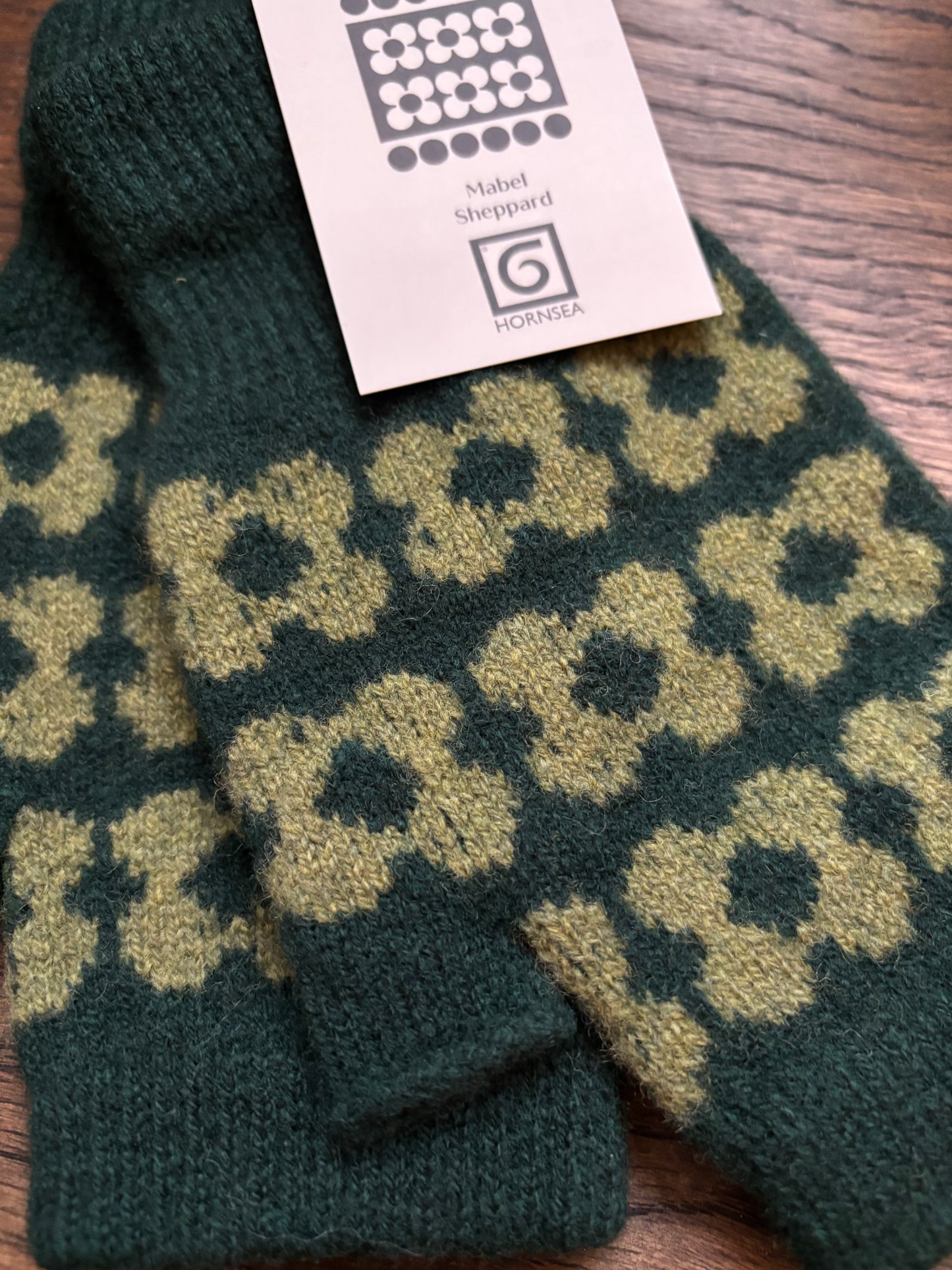 Green Fingerless Mittens by Mabel Sheppard x Hornsea