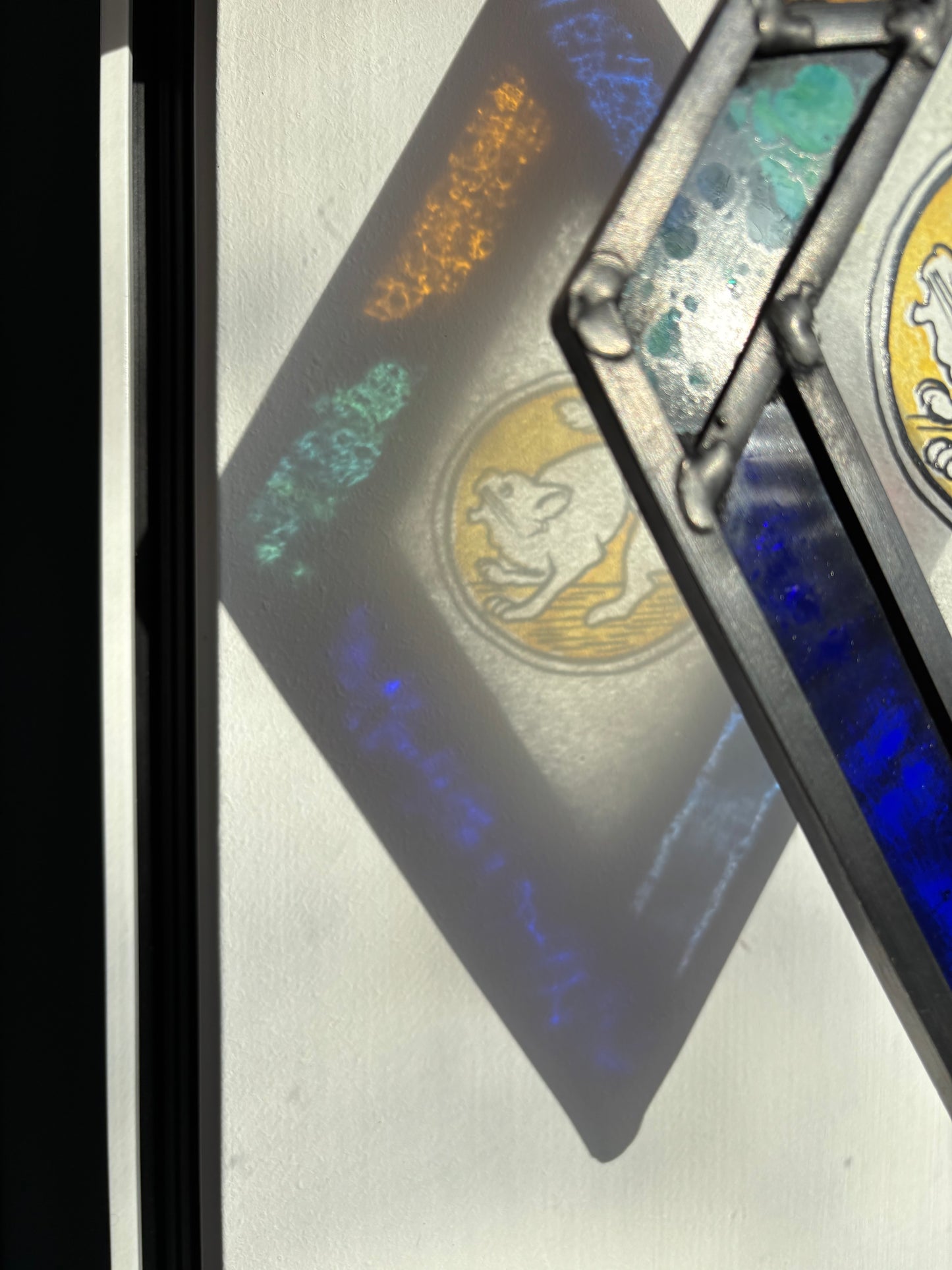 Cat Stained Glass Panel by Deborah Lowe