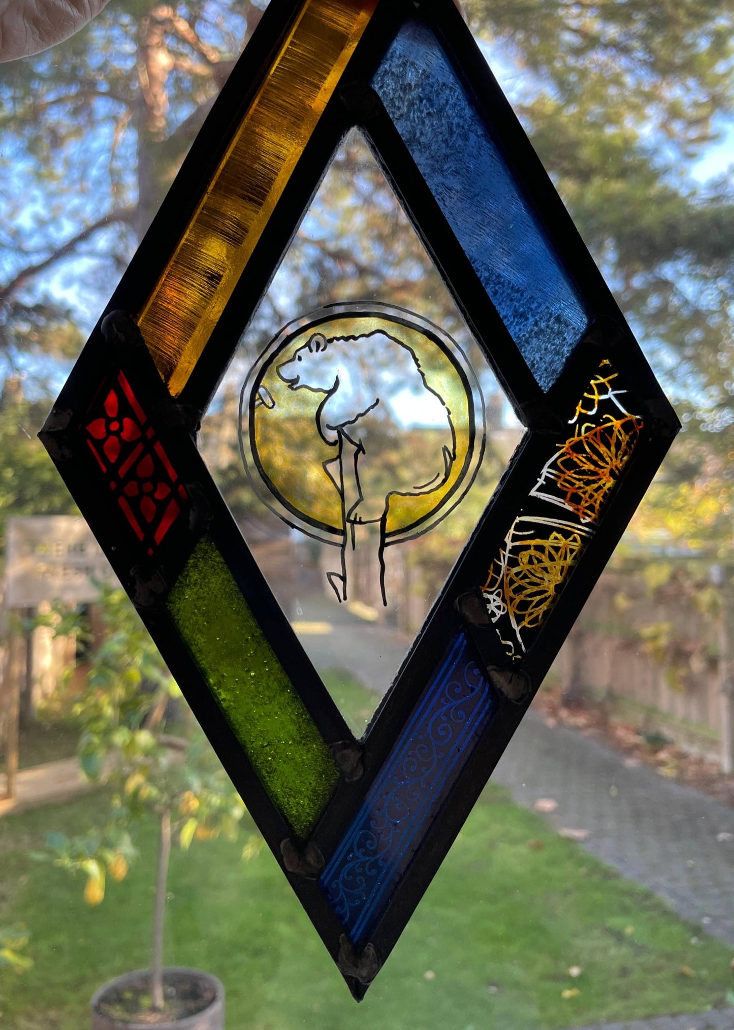 Bear Stained Glass Panel