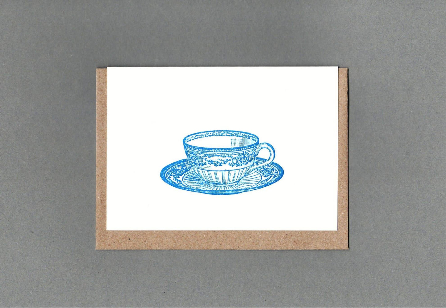 Tea Cup. Letterpress Greeting Card, Eco Friendly: Without cello