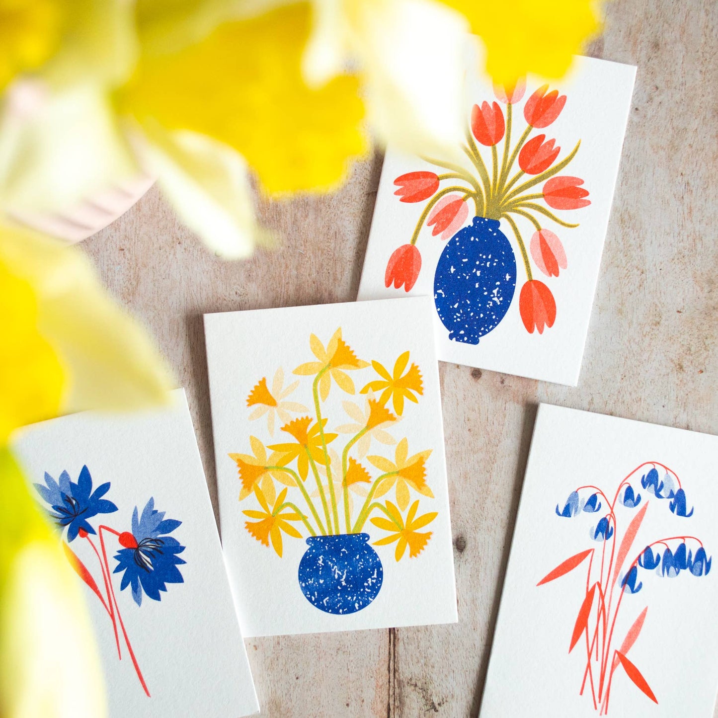 Red Tulips Mini Card by Bobbie Print