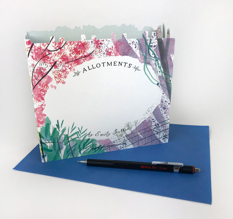 Blackbird Allotments pop-up greetings card