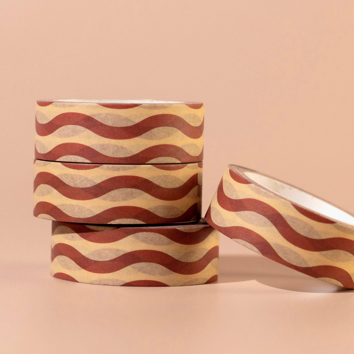 Brown and Yellow Wiggle Washi Tape | Wavy Paper Tape UK