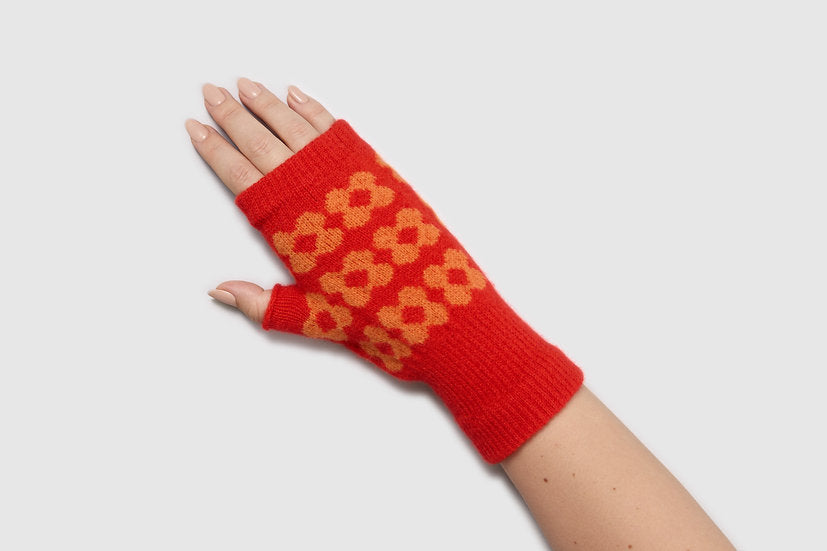 Red Fingerless Mittens by Mabel Sheppard x Hornsea