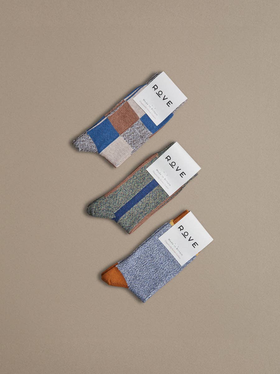 Cotton Socks by Rove (UK 8-11) | Plain Blue Marl