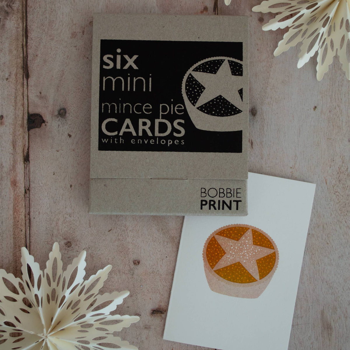 Mince Pie Cards by Bobbie Print (Set of 6)