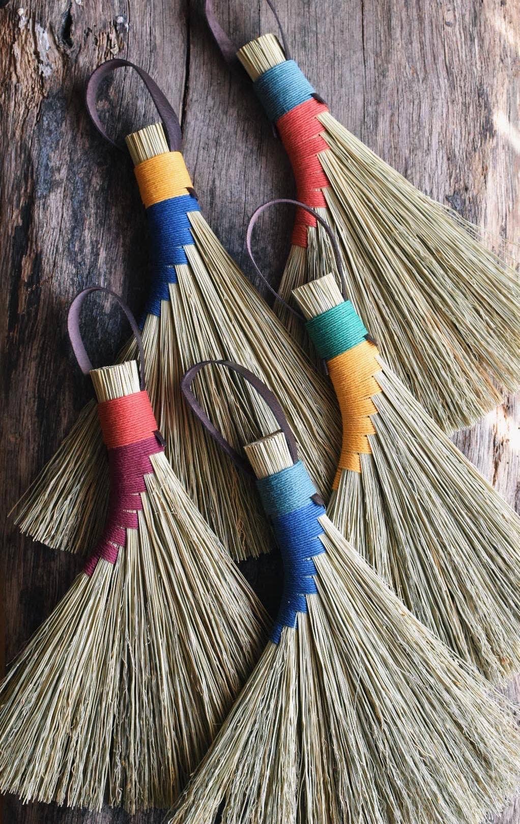 Blue and Teal Sorghum Hand Broom by Bec Wild