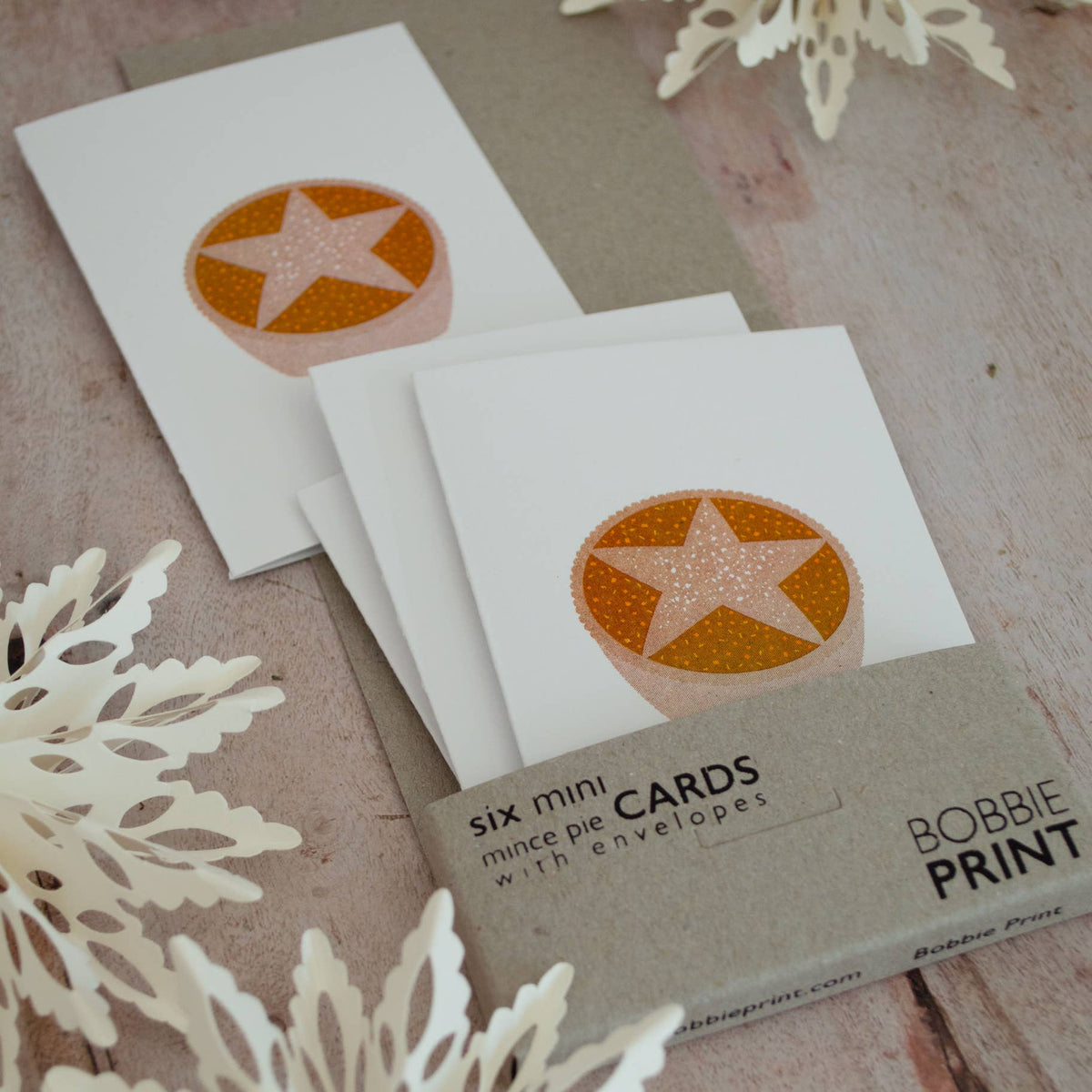 Mince Pie Cards by Bobbie Print (Set of 6)