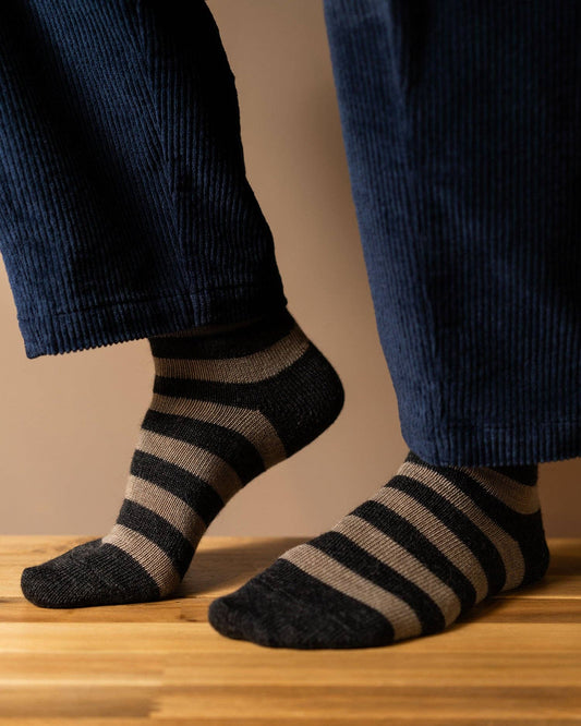 Merino Wool Socks by Rove (UK 8-11) | Stripe Charcoal
