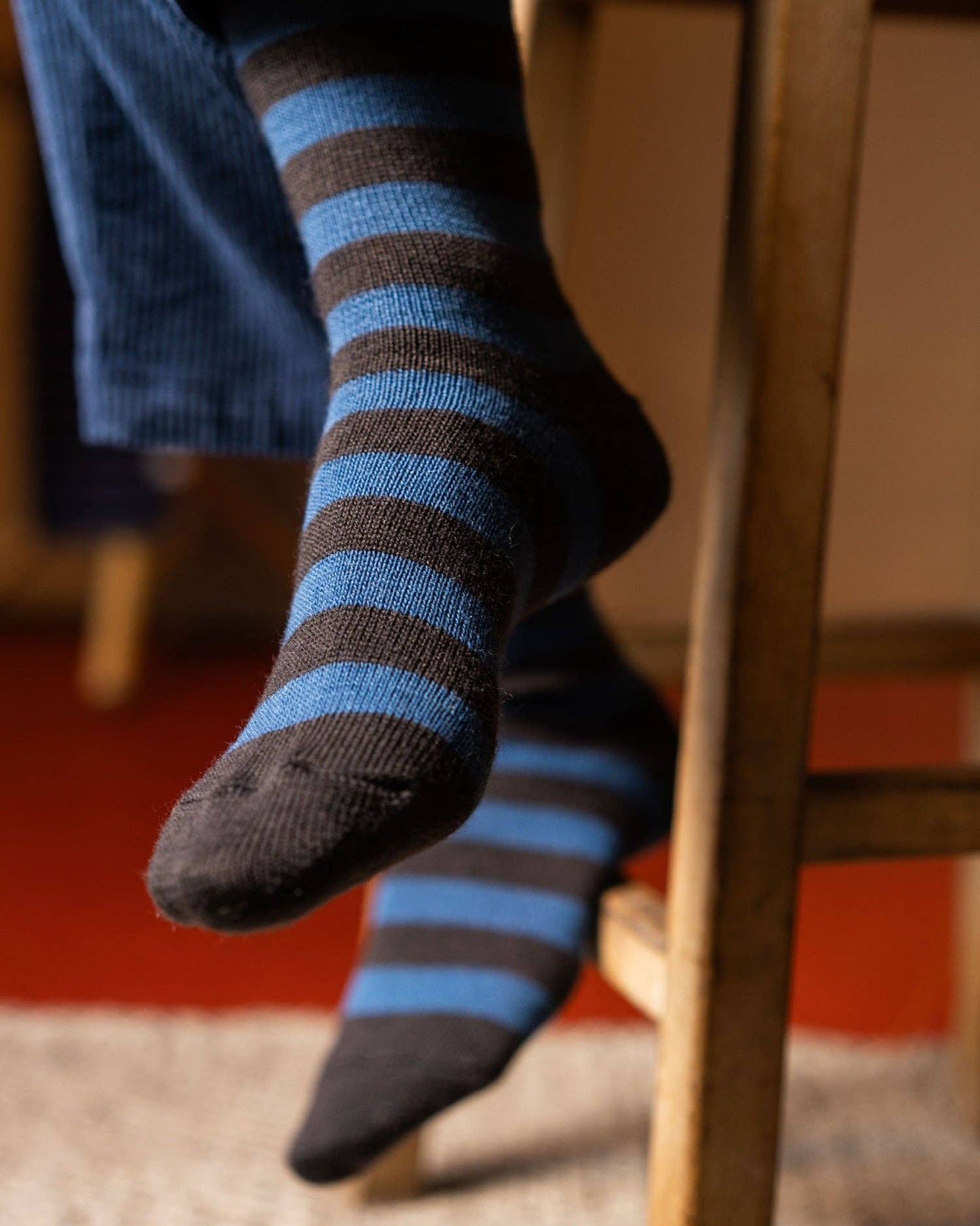 Merino Wool Socks by Rove (UK 4-7) | Stripe Blue