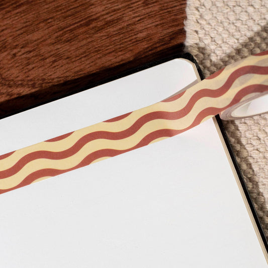 Brown and Yellow Wiggle Washi Tape | Wavy Paper Tape UK