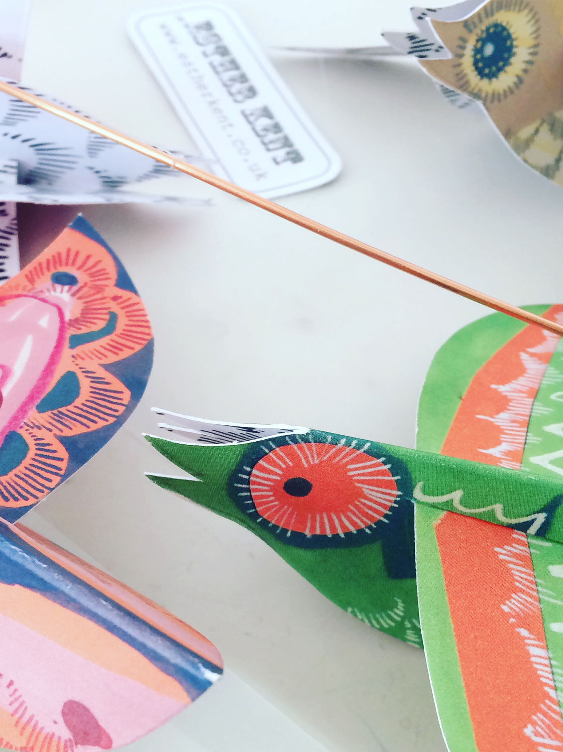 Handmade Colourful Paper Birds Mobile