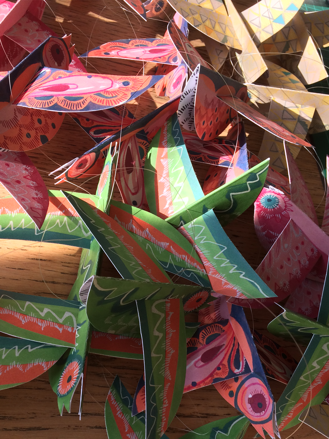 Handmade Colourful Paper Birds Mobile