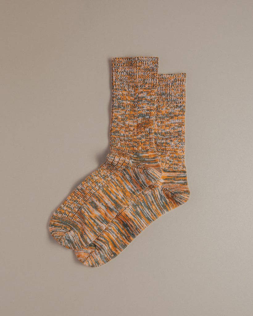 Chunky Wool Boot Socks | Marbled Orange (8-11 UK)