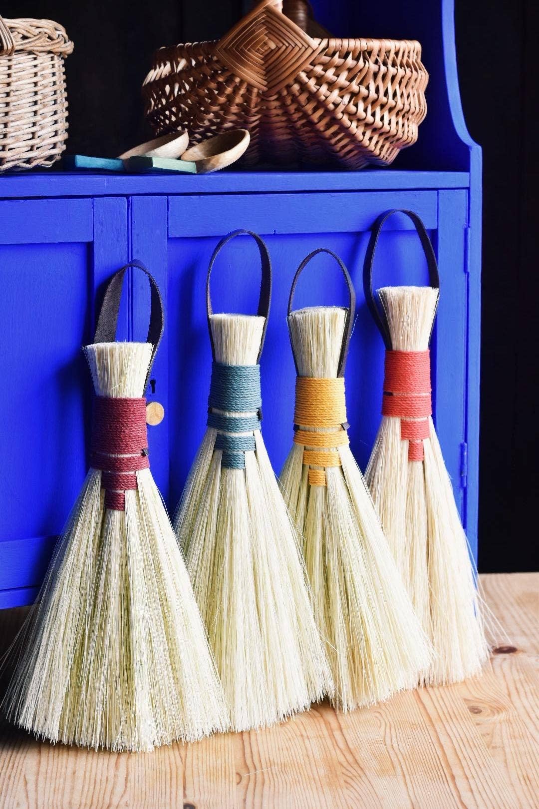 Tampico Fibre Eco Natural Hand Broom Brush: Red