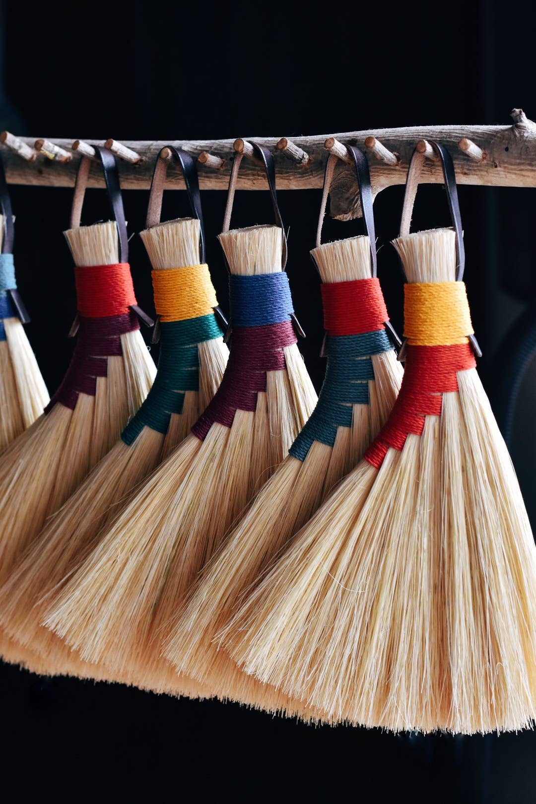 Tampico Fibre Turkey Wing Hand Broom Brush Two Tone Colours: Red & Yellow