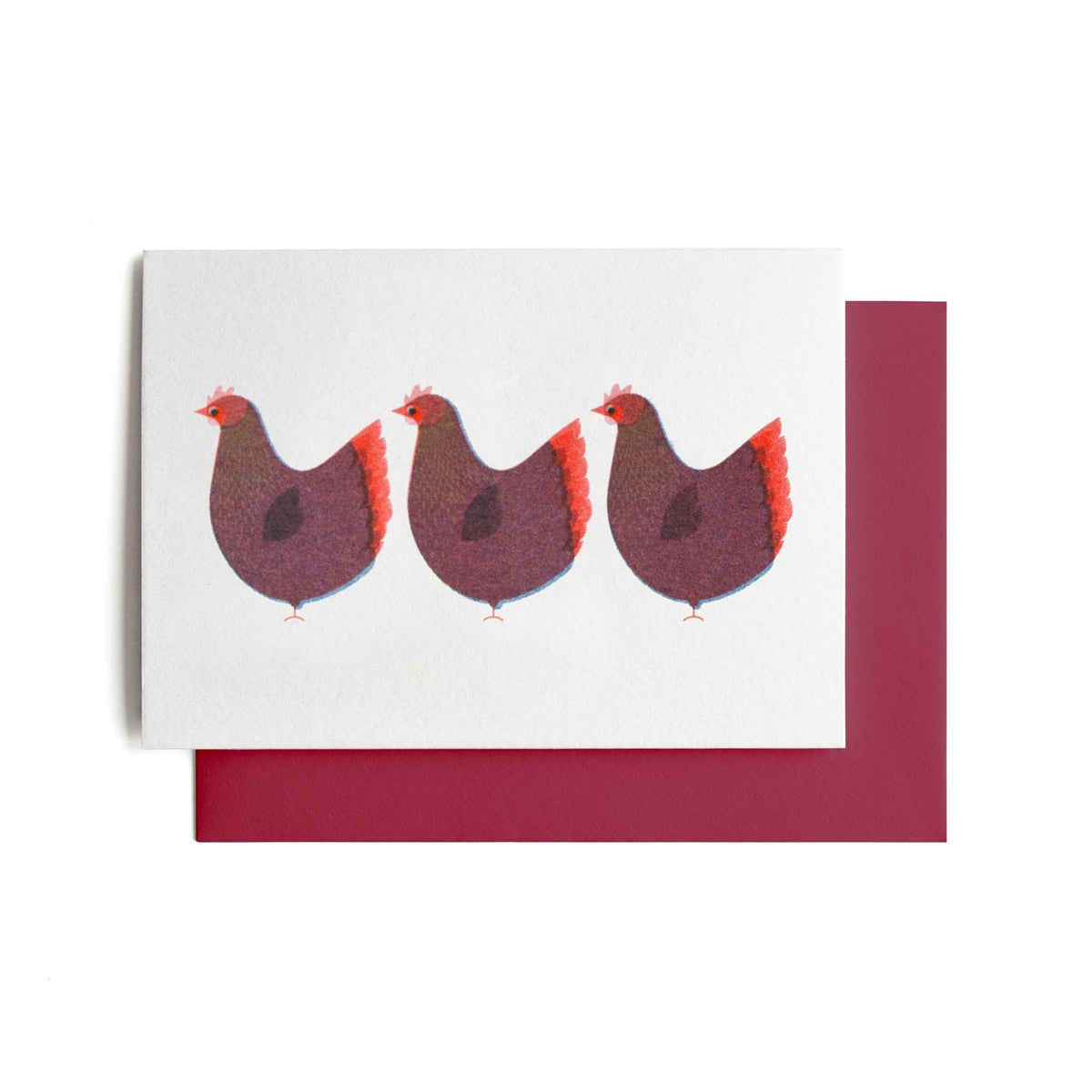 Three French Hens Card by Bobbie Print