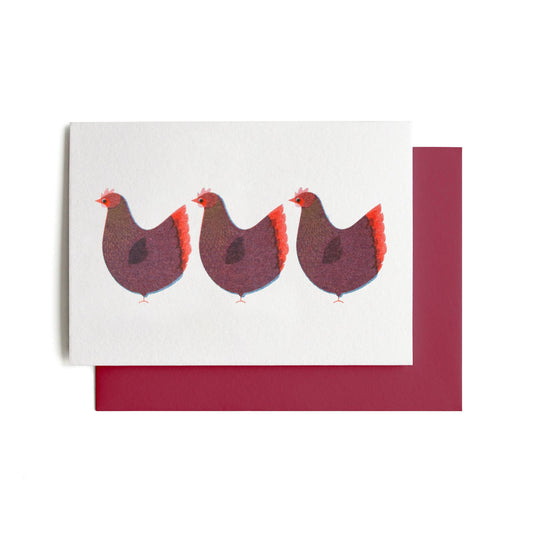 Three French Hens Card by Bobbie Print