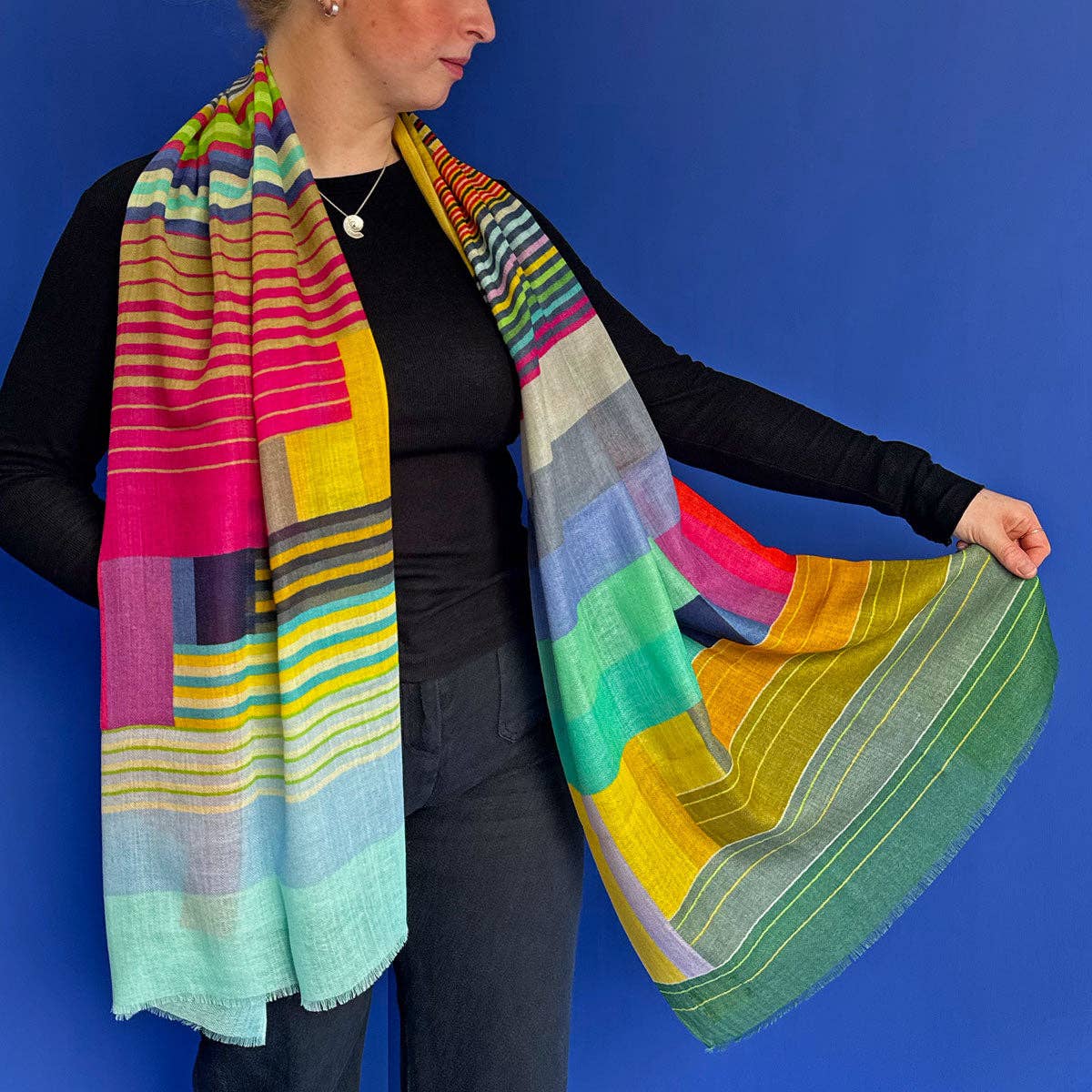 Moon Landing Lightweight Fine Wool Scarf by Margo Selby