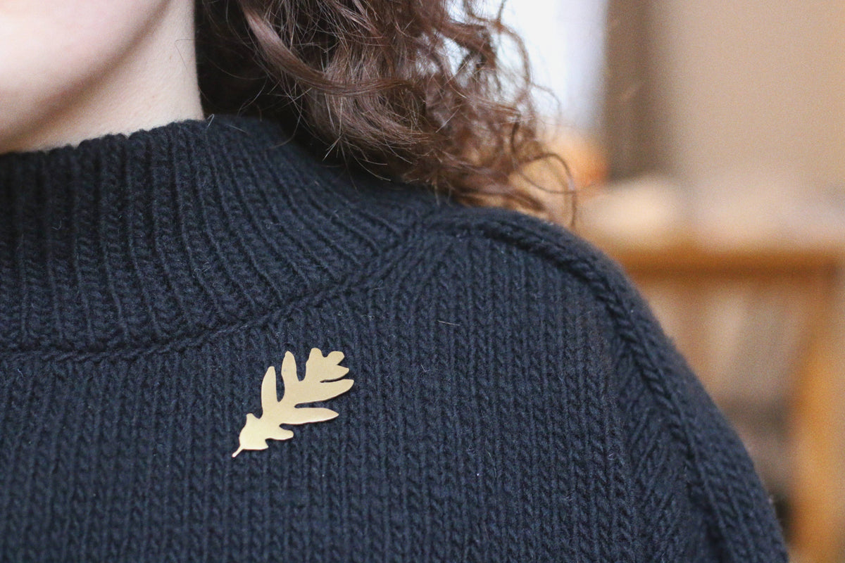 Solid Brass Brooch Pin - The Oakling (Oak Leaf)