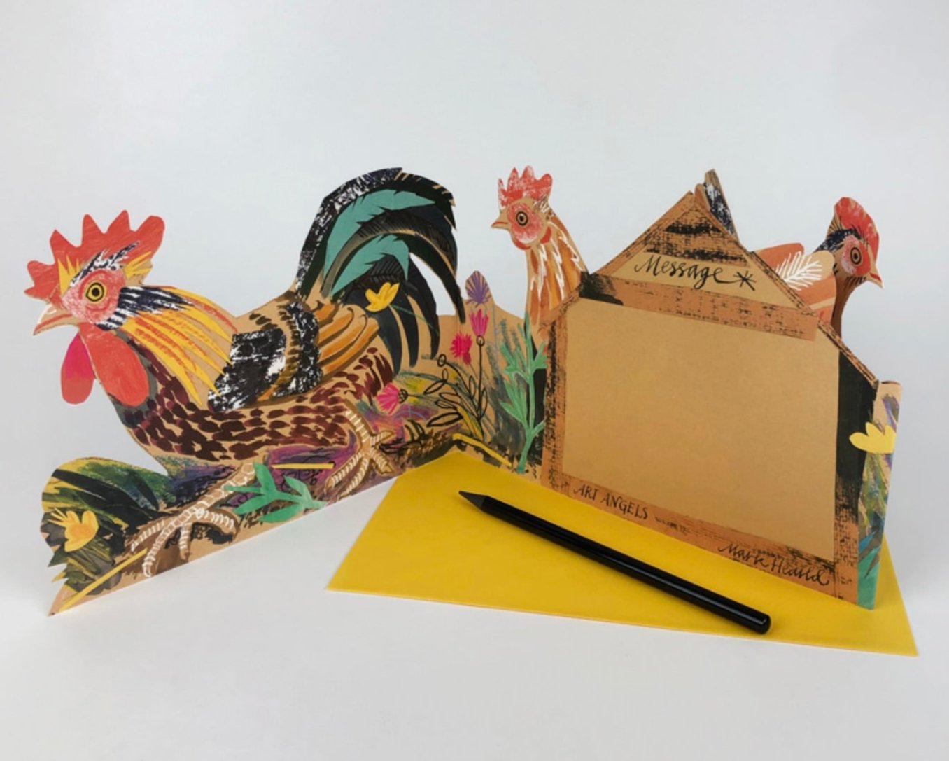 ’Chickens' pop-up greetings card by Mark Hearld