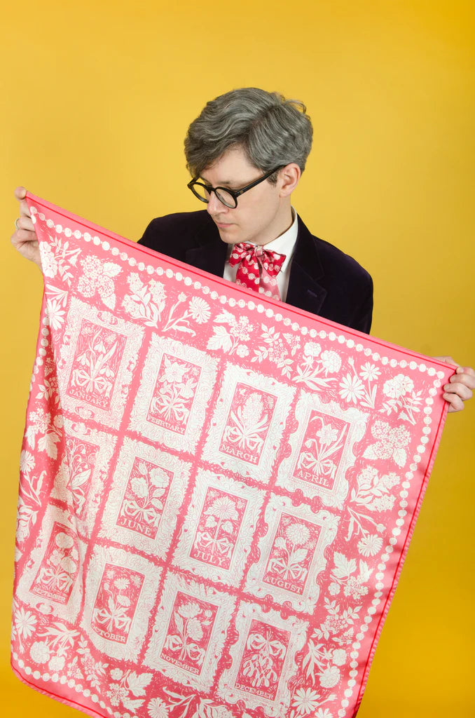 Pink Calendar silk scarf by Rory Hutton