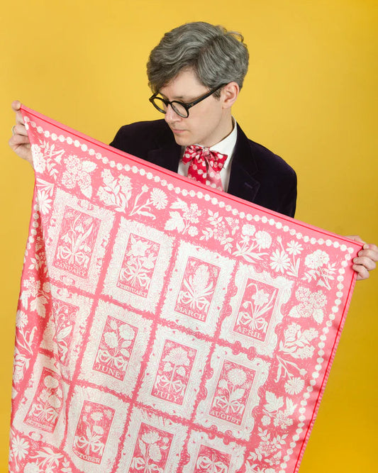 Pink Calendar silk scarf by Rory Hutton