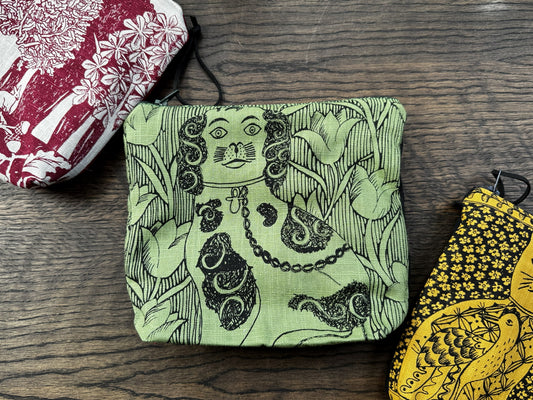 Jill Pargeter Linen Zip Bag Dog - Green