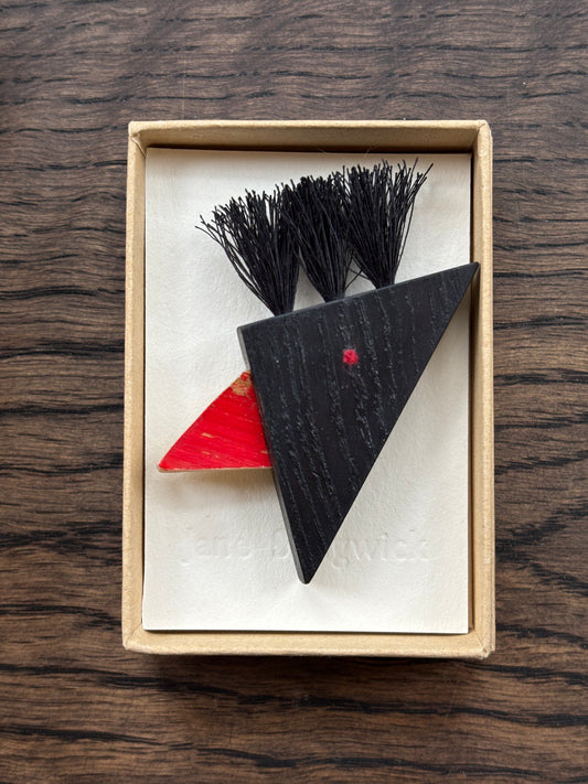 Crested Bird Pin Brooches by Jane Sedgwick