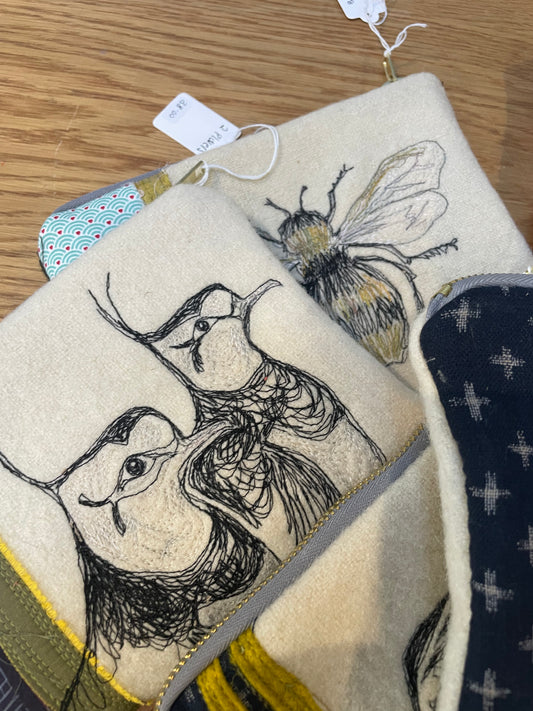 Various Free-Machine Embroidered Pouch by The Speculating Rook