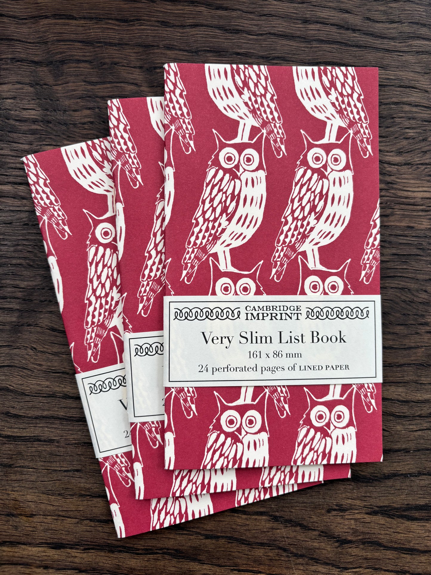 Very Slim List Book by Cambridge Imprint (Owls)