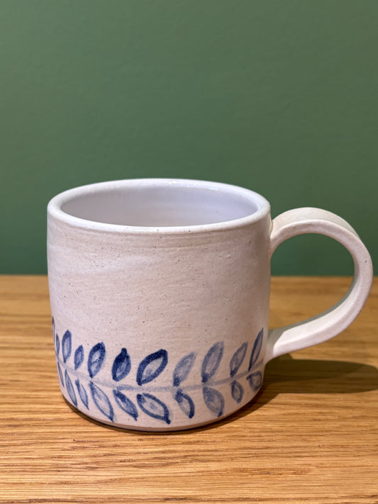 White and Blue Leaves Espresso Mug by Hello Shan