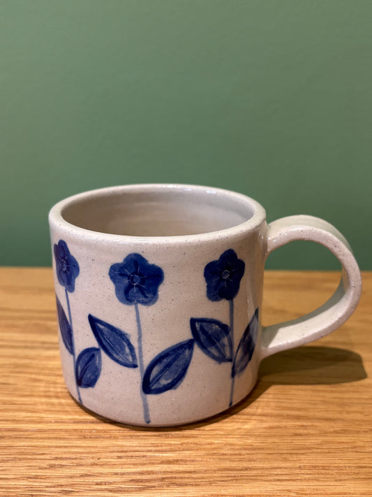 White and Blue Flower Espresso Mug by Hello Shan