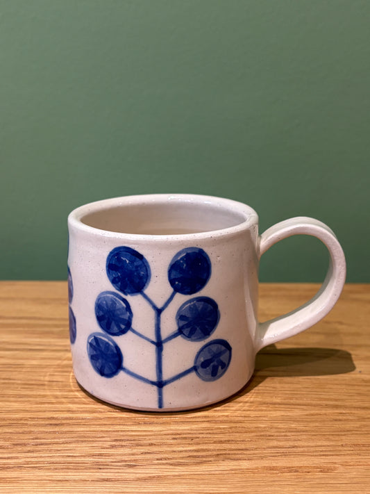 White and Blue Stem Espresso Mug by Hello Shan