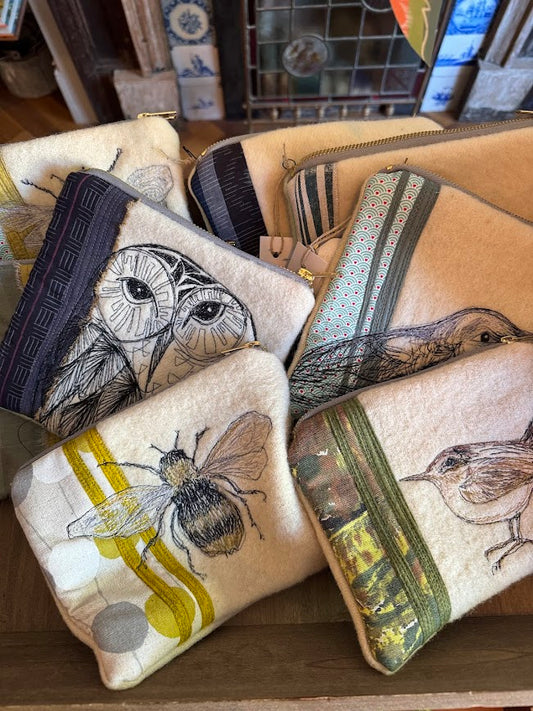 Various Free-Machine Embroidered Pouch by The Speculating Rook