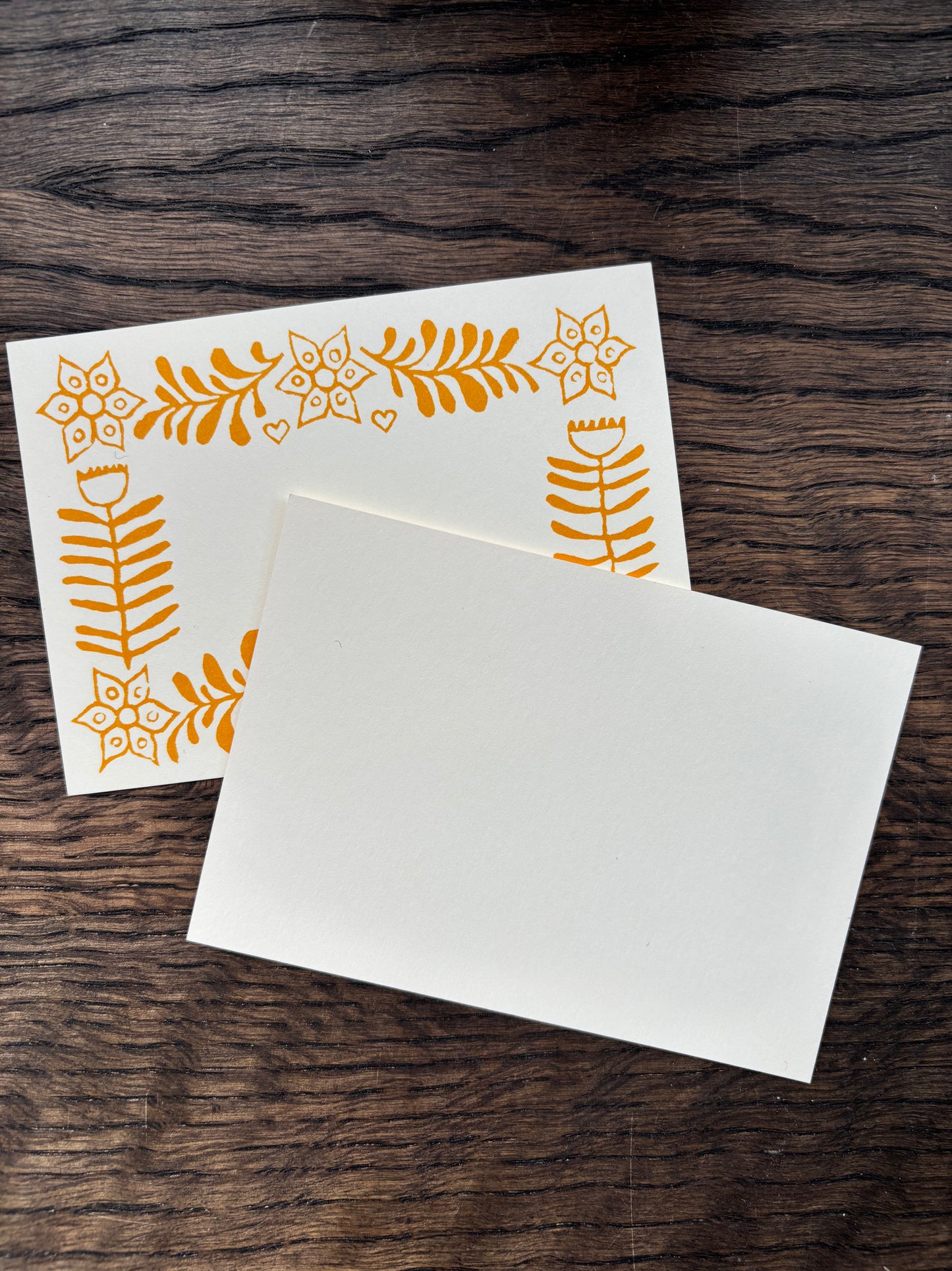Set of Ten Small Blank Cards with Patterned Border by Cambridge Imprint (Yellow)