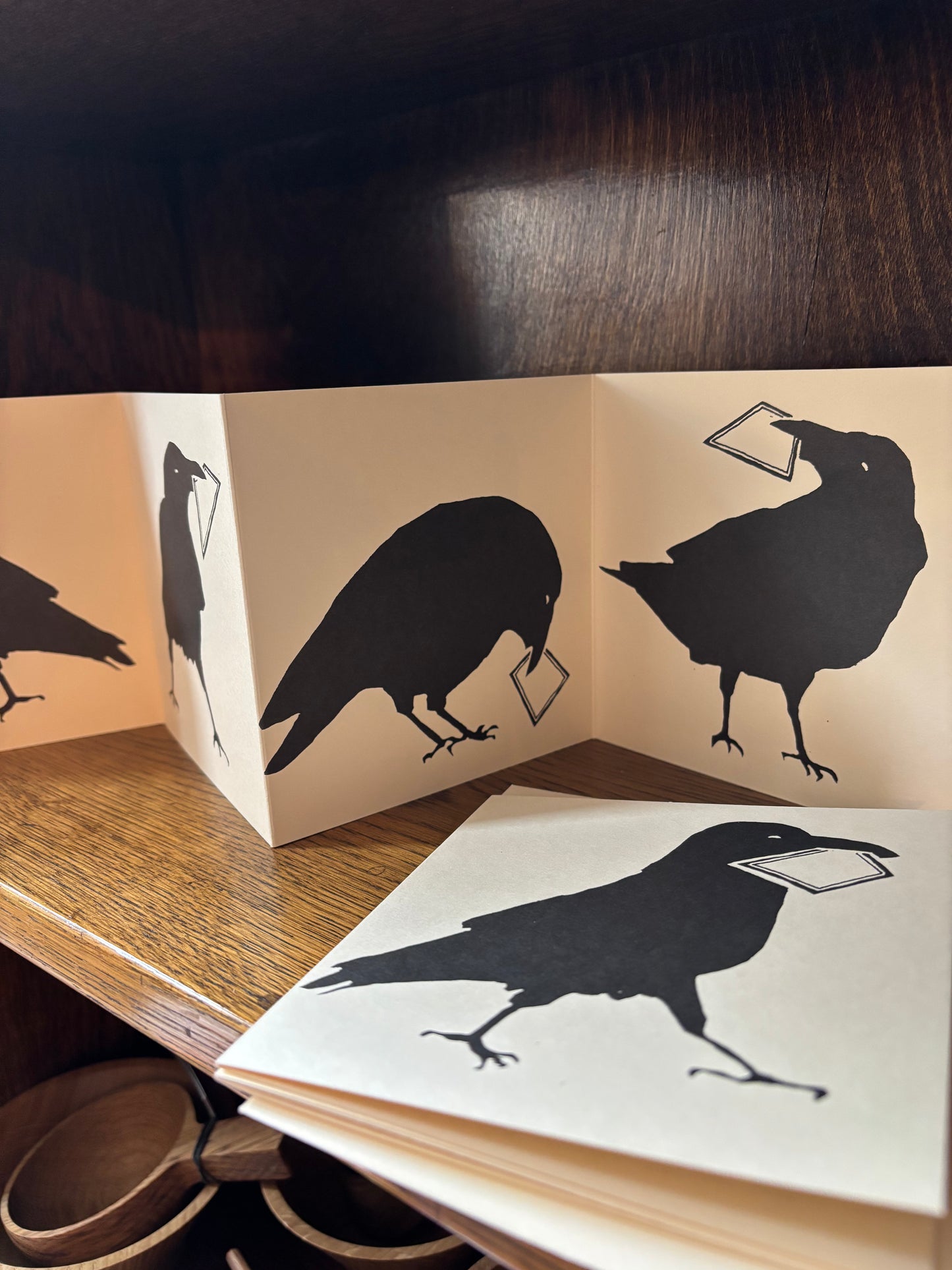 Concertina Crow Card by Cambridge Imprint
